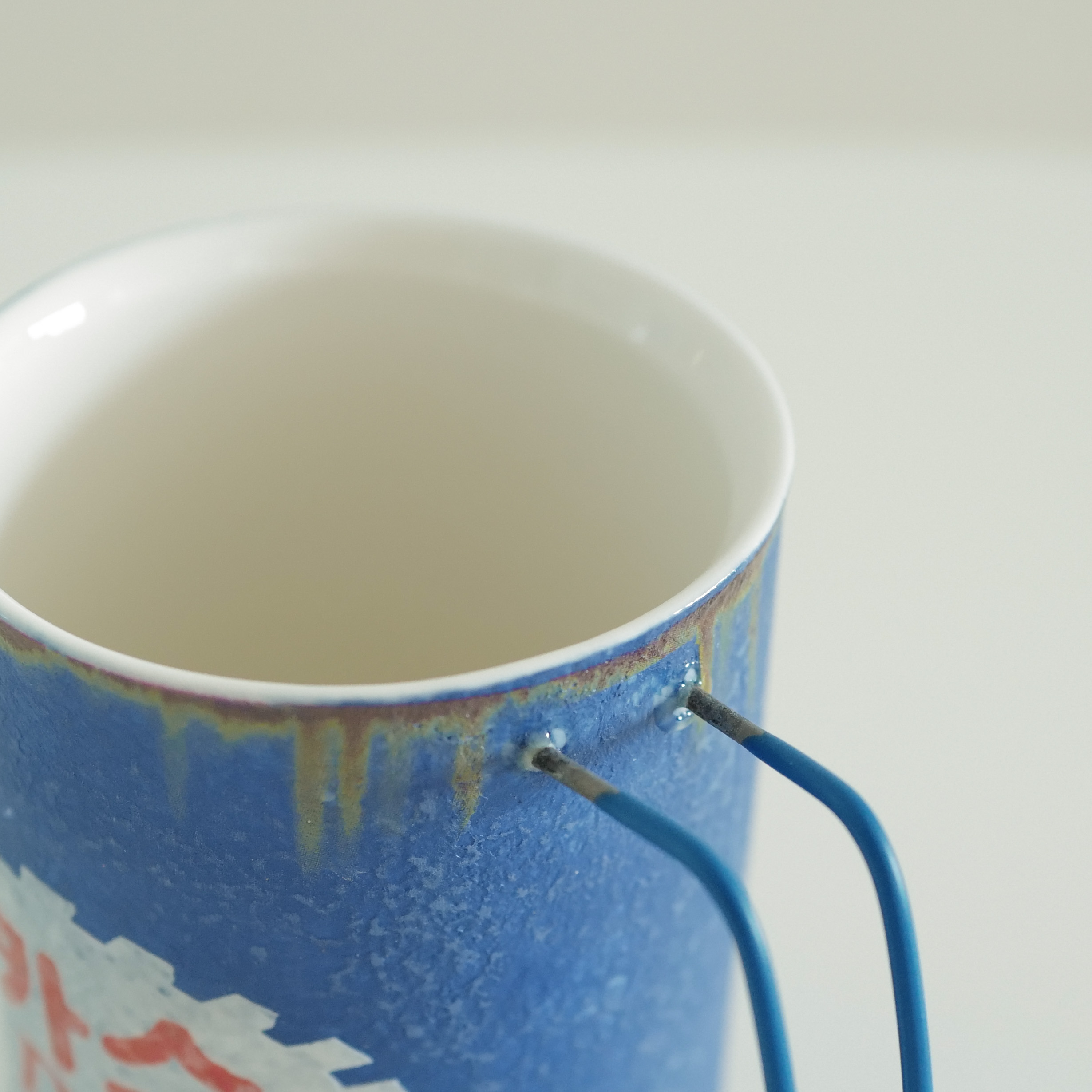 Retro Bacchus Mug in Blue, 박카스 Handmade by Artist Hyun Sang Hwa