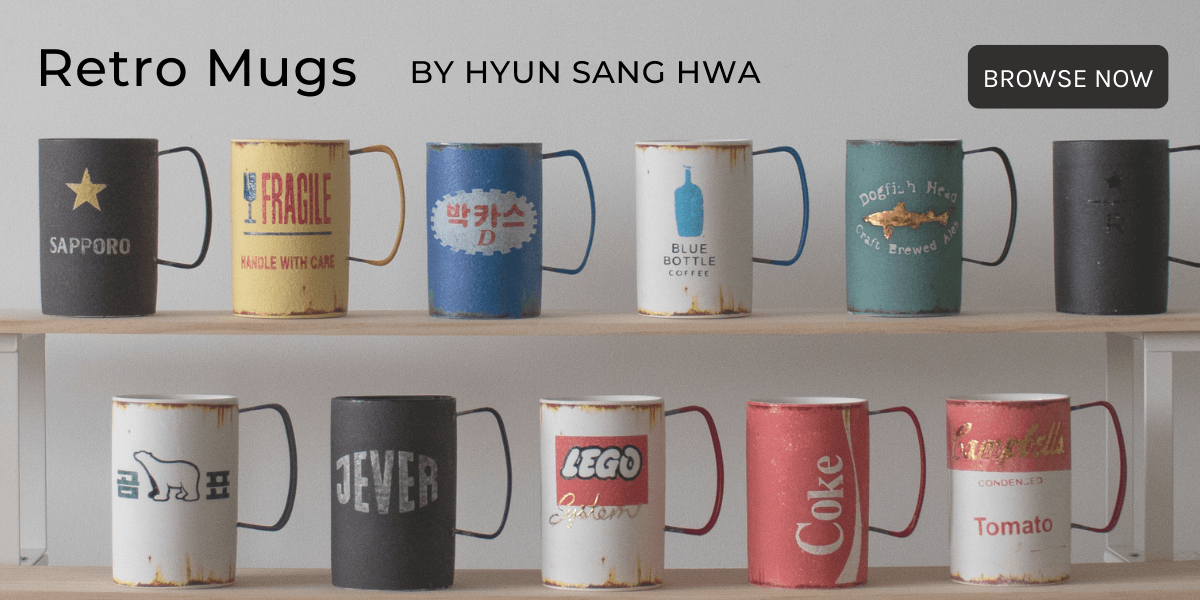 Vintage Tea & Coffee mugs by Hyun Sang Hwa