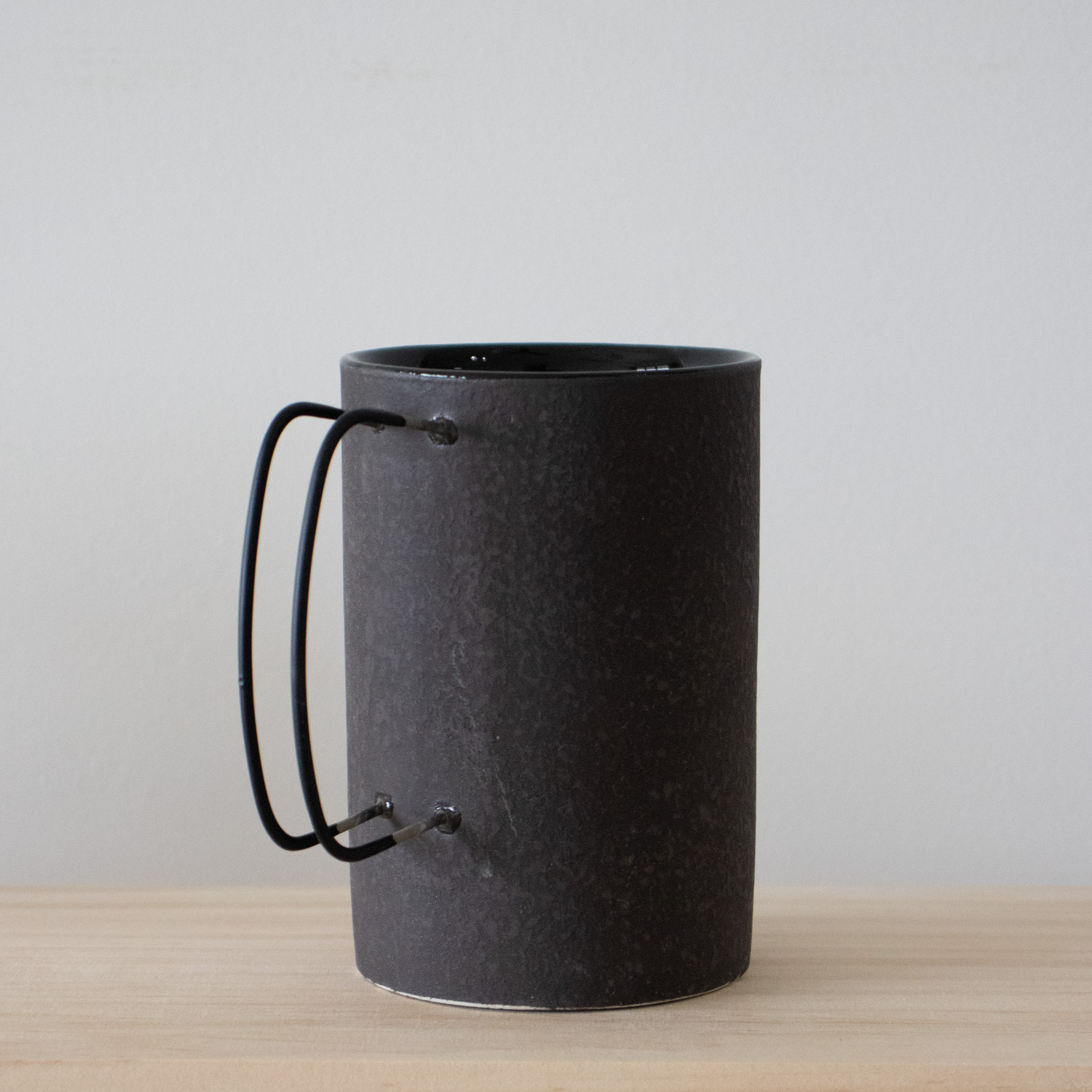 Retro Sapporo Mug in Black, Handmade by Artist Hyun Sang Hwa in Korea