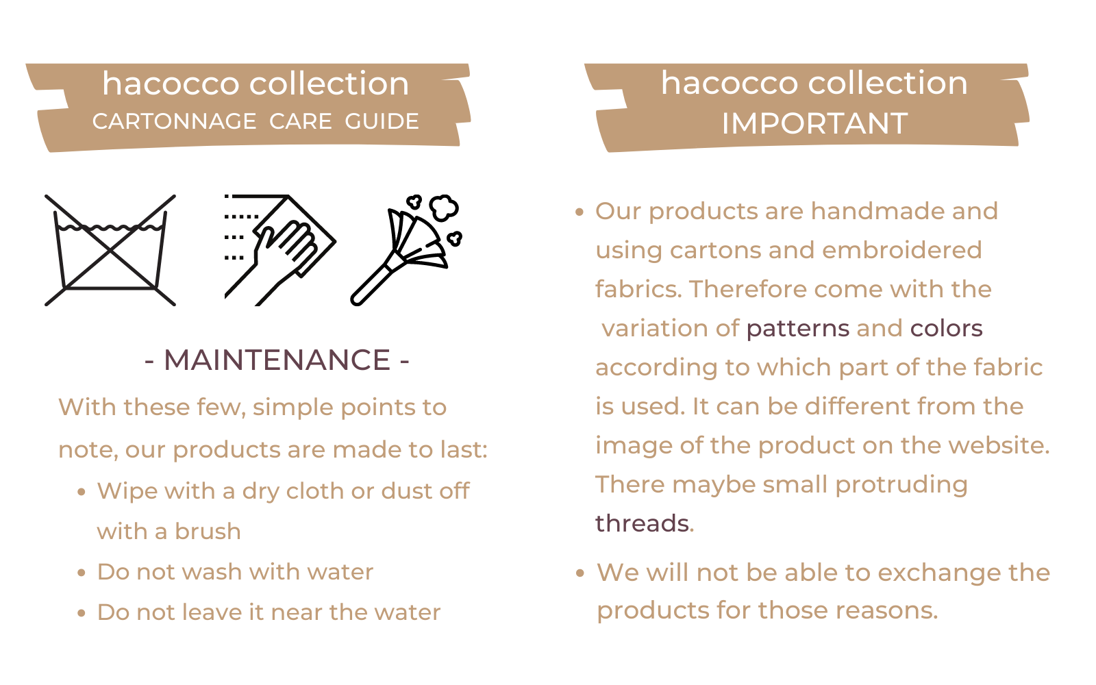 Cartonnage Product Care Guide