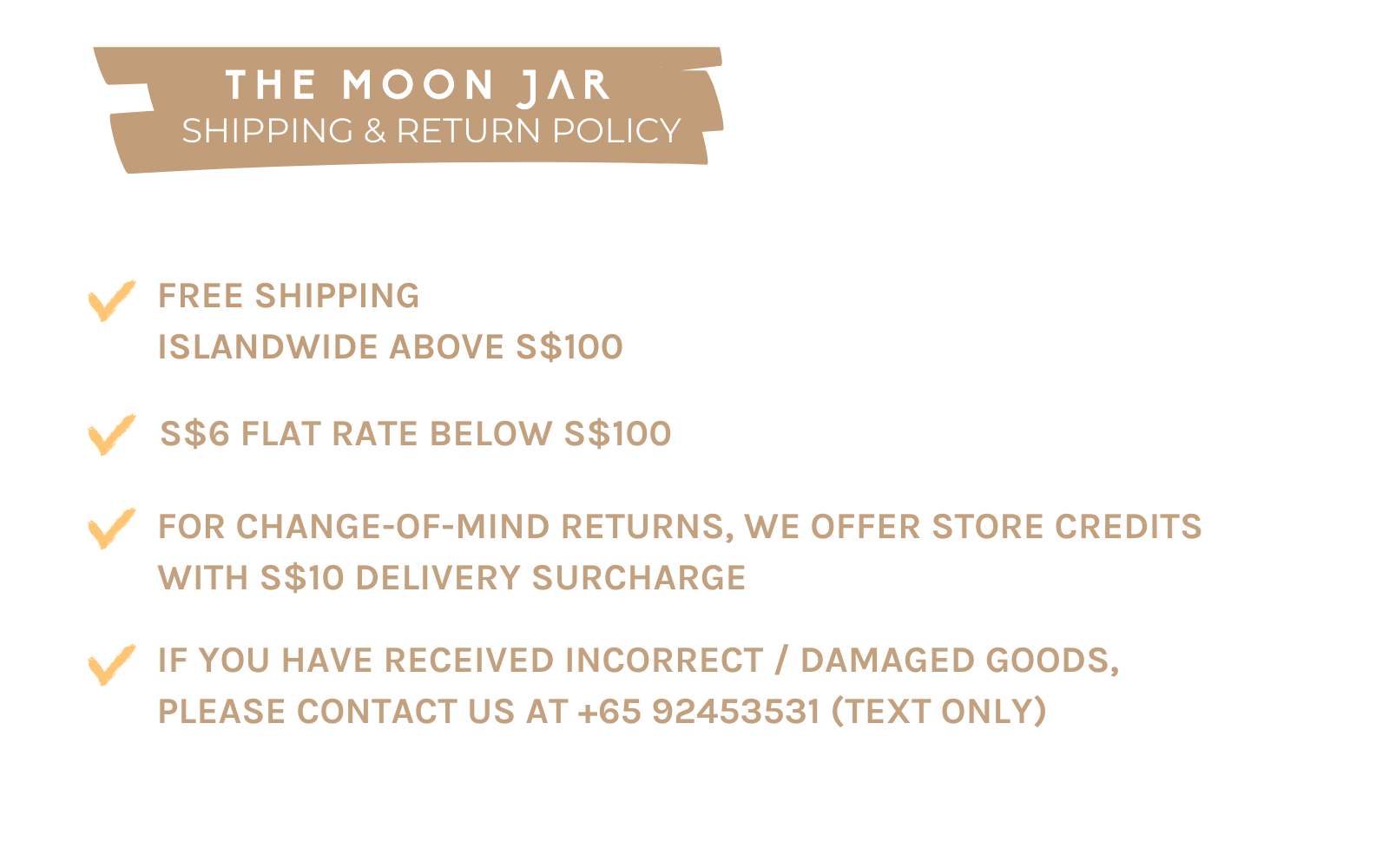 Shipping and return policy of The Moon Jar