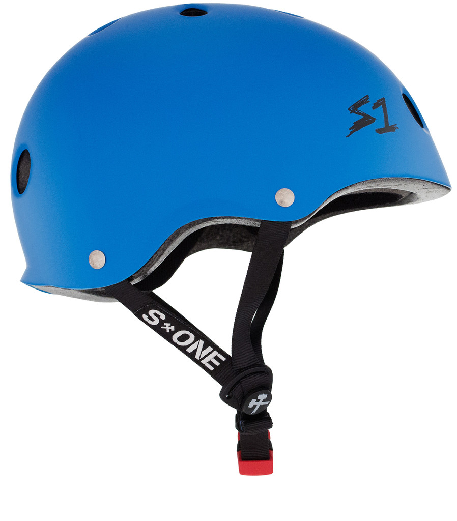 Cyan Matte BMX Helmet S1 Mini Lifer side view.
