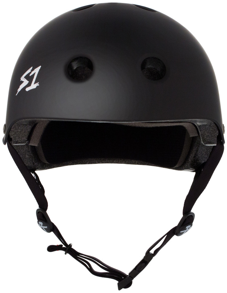 Black Matte Skateboard Helmet S1 Lifer front view.