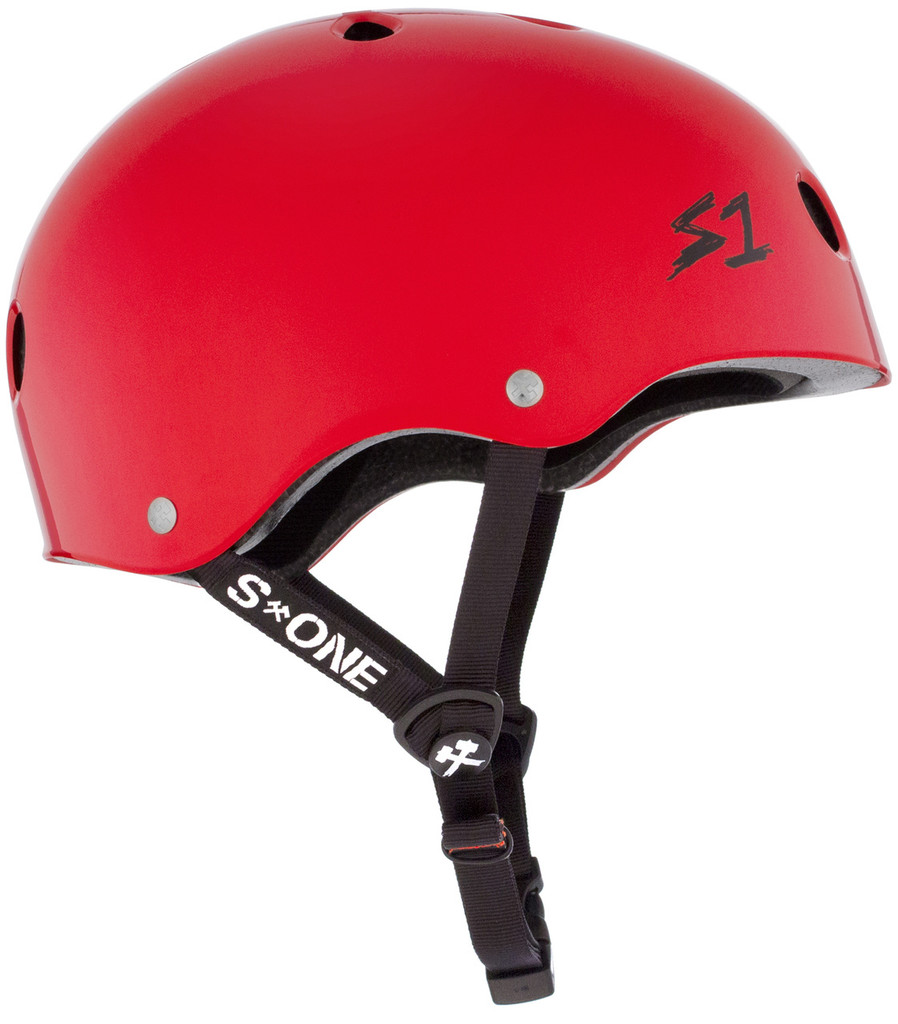 Bright Red Gloss Bike Helmet  S1 Lifer Side View