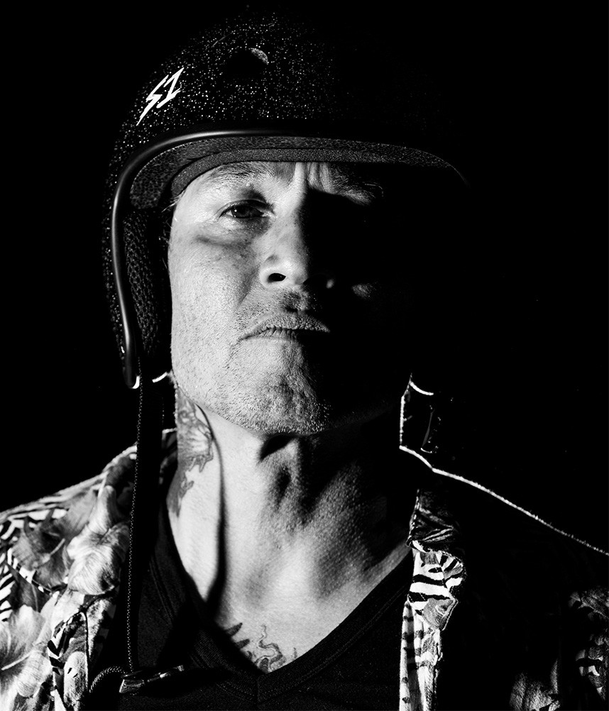 Christian Hosoi rocks the Black Gloss Glitter S1 Retro Lifer Skate Helmet.