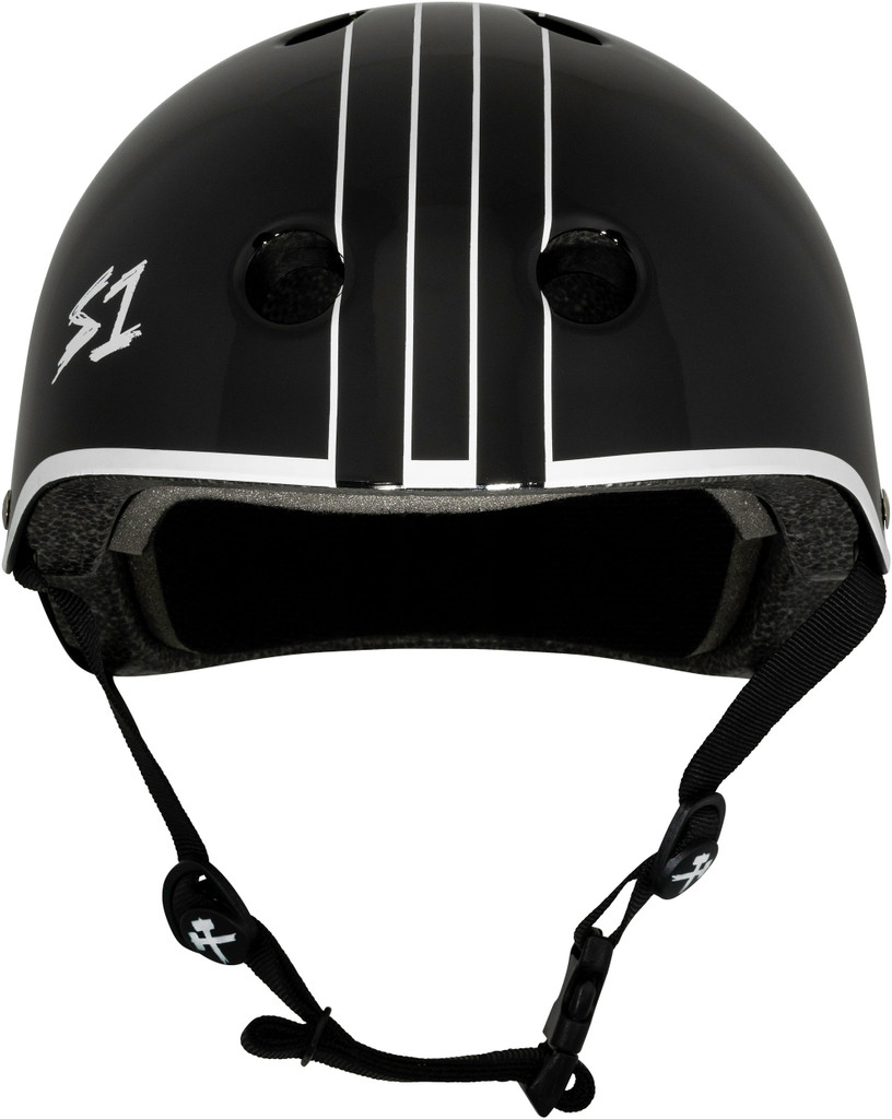 S1 Lifer Skateboard  Helmet Black white outline GAVO Front View