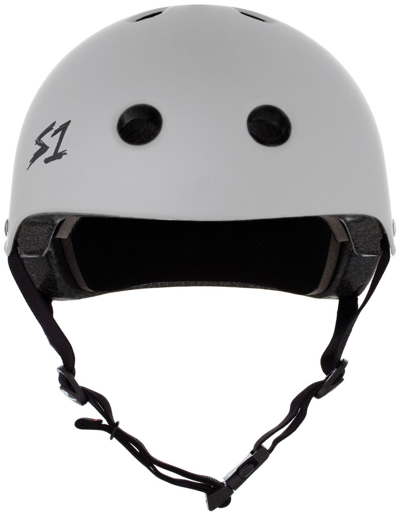 Light Grey Matte Skateboard Helmet S1 Lifer front view.