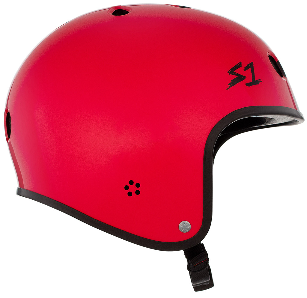 Red Checkers Bicycle Helmet S1 Retro Lifer side view.
