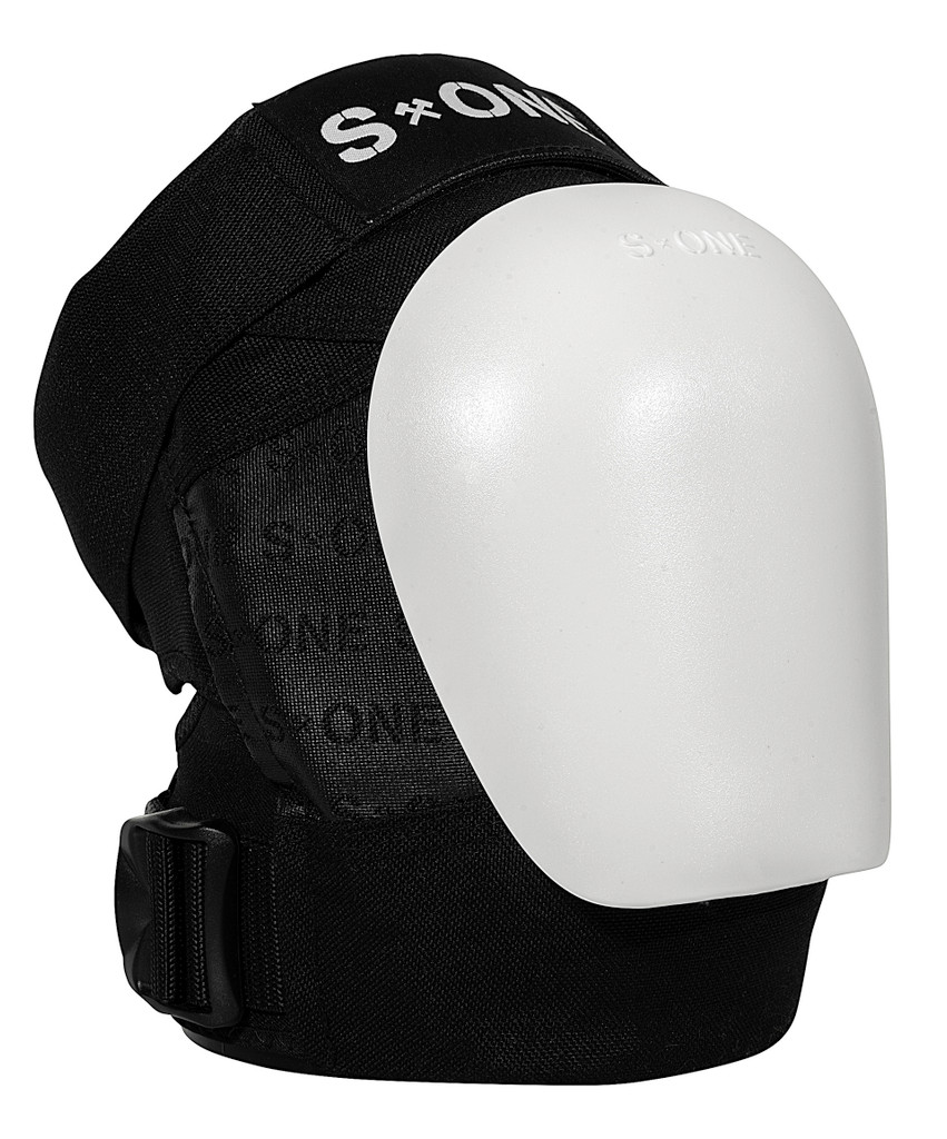 S1 Adult Pro Roller Derby Knee Pads 4.5 White Cap 3/4 view