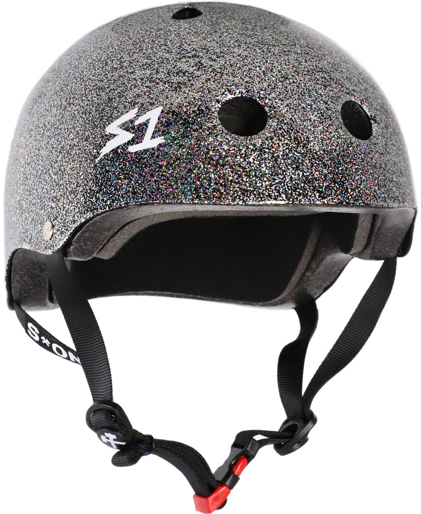 S1 Mini Lifer Double Black Glitter Skate Helmet 3/4 view