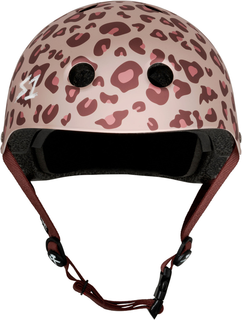 S1 Lifer Skateboard Helmet Pink helmet Posse  light pink cheetah front View