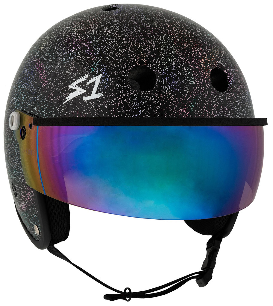 S1 Retro Lifer E-Bike Helmet Black Glitter 34 Iridium Visor