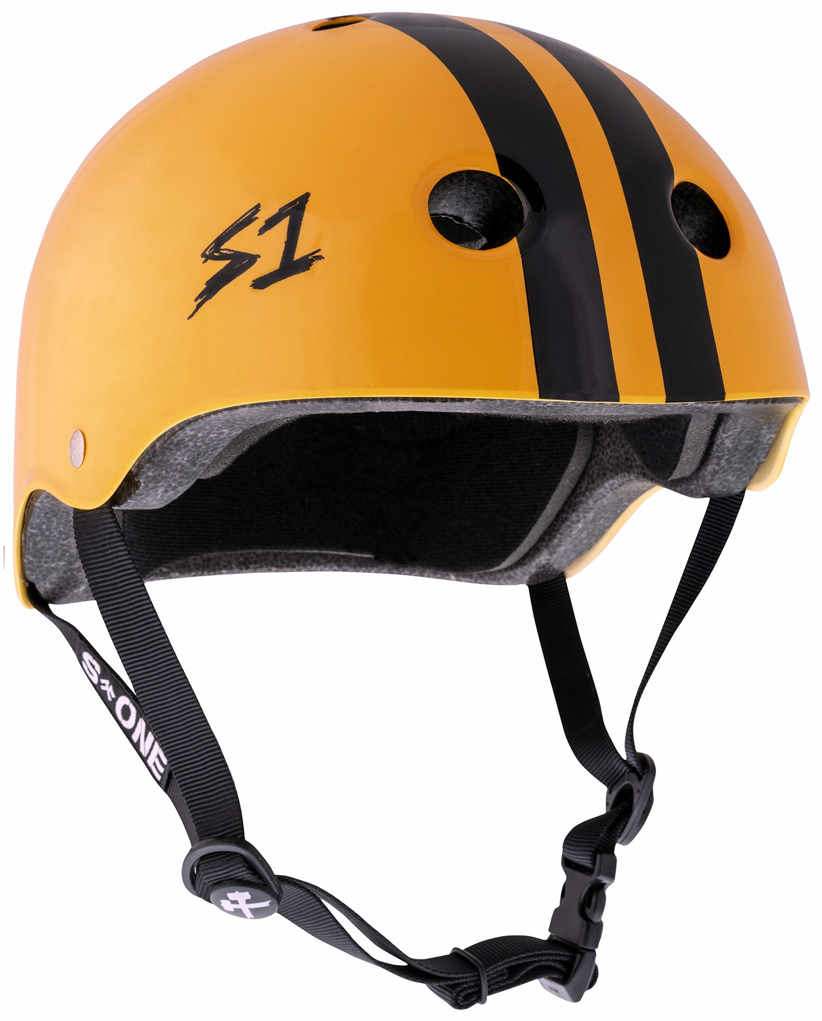 S1 Lifer Helmet - Bright Orange Gloss w/ Black Stripes