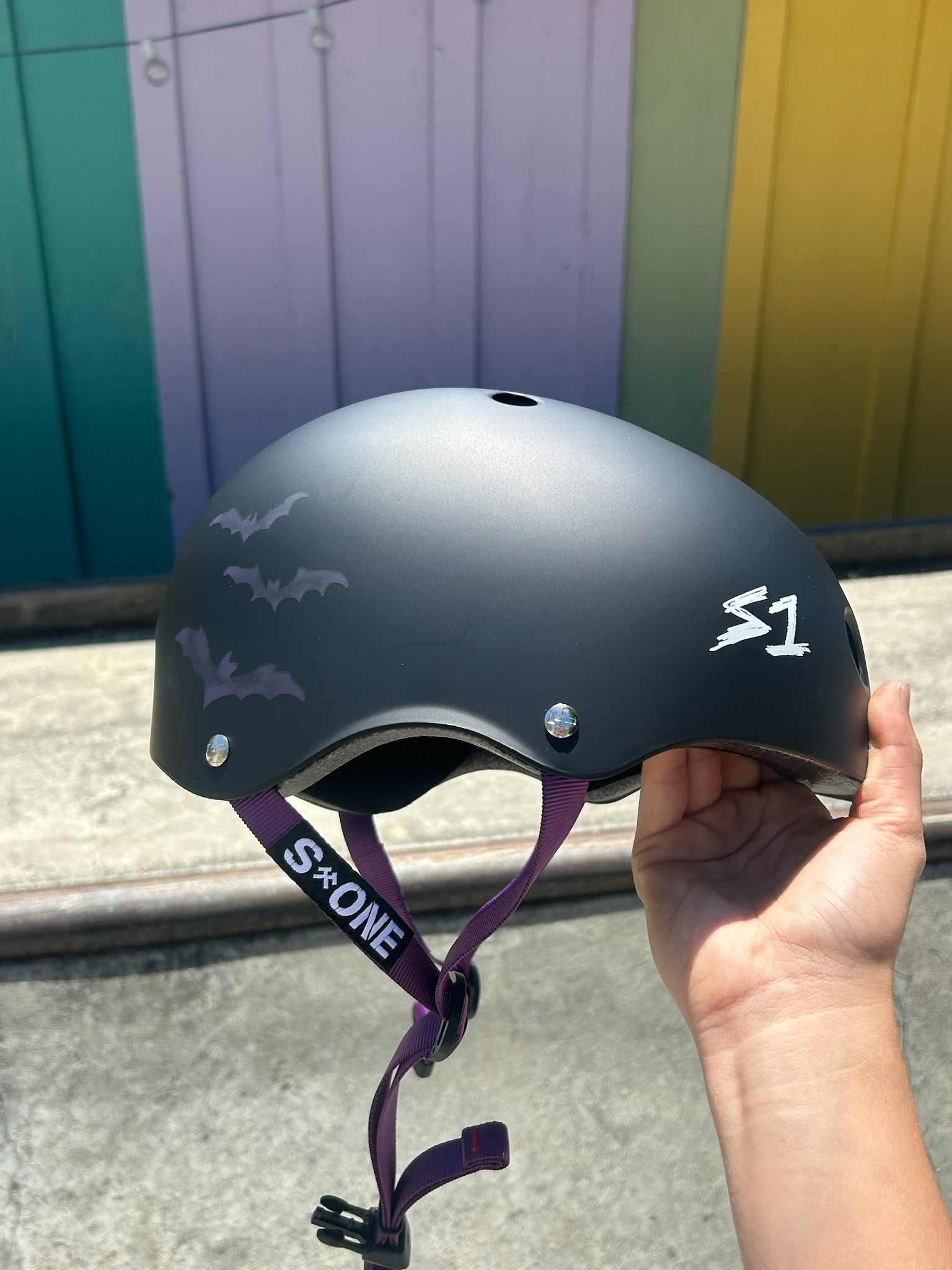 Minna Stess| Lifer Black Matte Bats Helmet | Skateboard Helmet