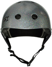 Silver Gloss Glitter Roller Skate Helmet S1 Lifer front view