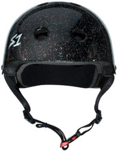 Black Glitter Skateboard Helmet S1 Mini Lifer front view.
