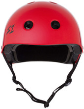 Bright Red Gloss Skateboard Helmet   Front View