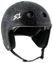 Black Glitter Bike Helmet S1 Retro Lifer 3/4 view.