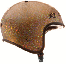 Gold Glitter Bicycle Helmet S1 Retro Lifer side view.
