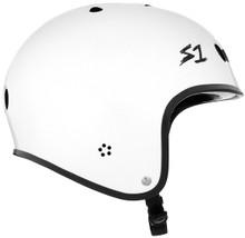 White Checkers BMX Helmet S1 Retro Lifer side view.
