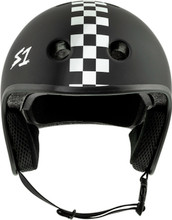 Black Matte Checkers S1 Retro Lifer Bike Helmet front view