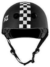 S1 Lifer Skateboard Helmet Black Matte Checkers front view