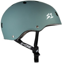 Tree Green Matte Skateboard Helmet Side View.