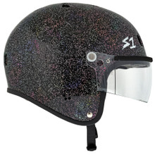 S1 Retro Lifer E-Helmet Black Glitter Side Clear Visor