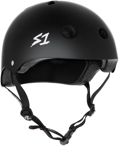 Black Matte Skate Helmet S1 Lifer 3/4 view.
