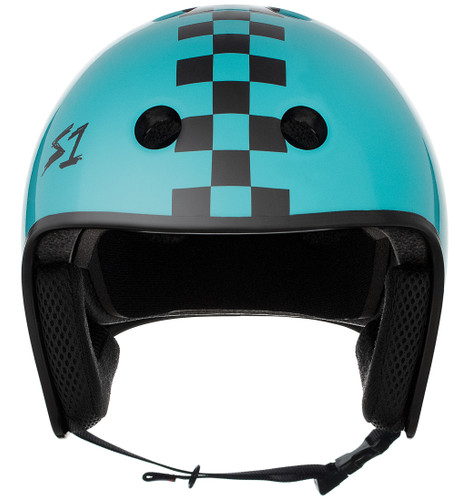 Lagoon Checkers Skate Helmet S1 Retro Lifer front view.
