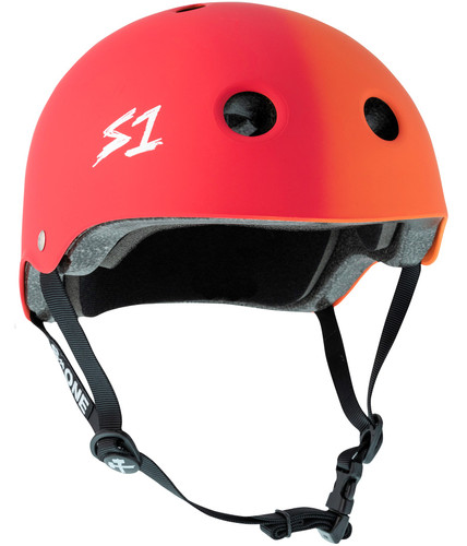 S1 Lifer Roller Skate Helmet Red Orange Fade Matte 34 view