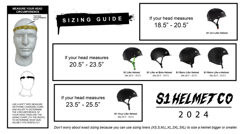 S1 Helmets Sizing Chart / 2024