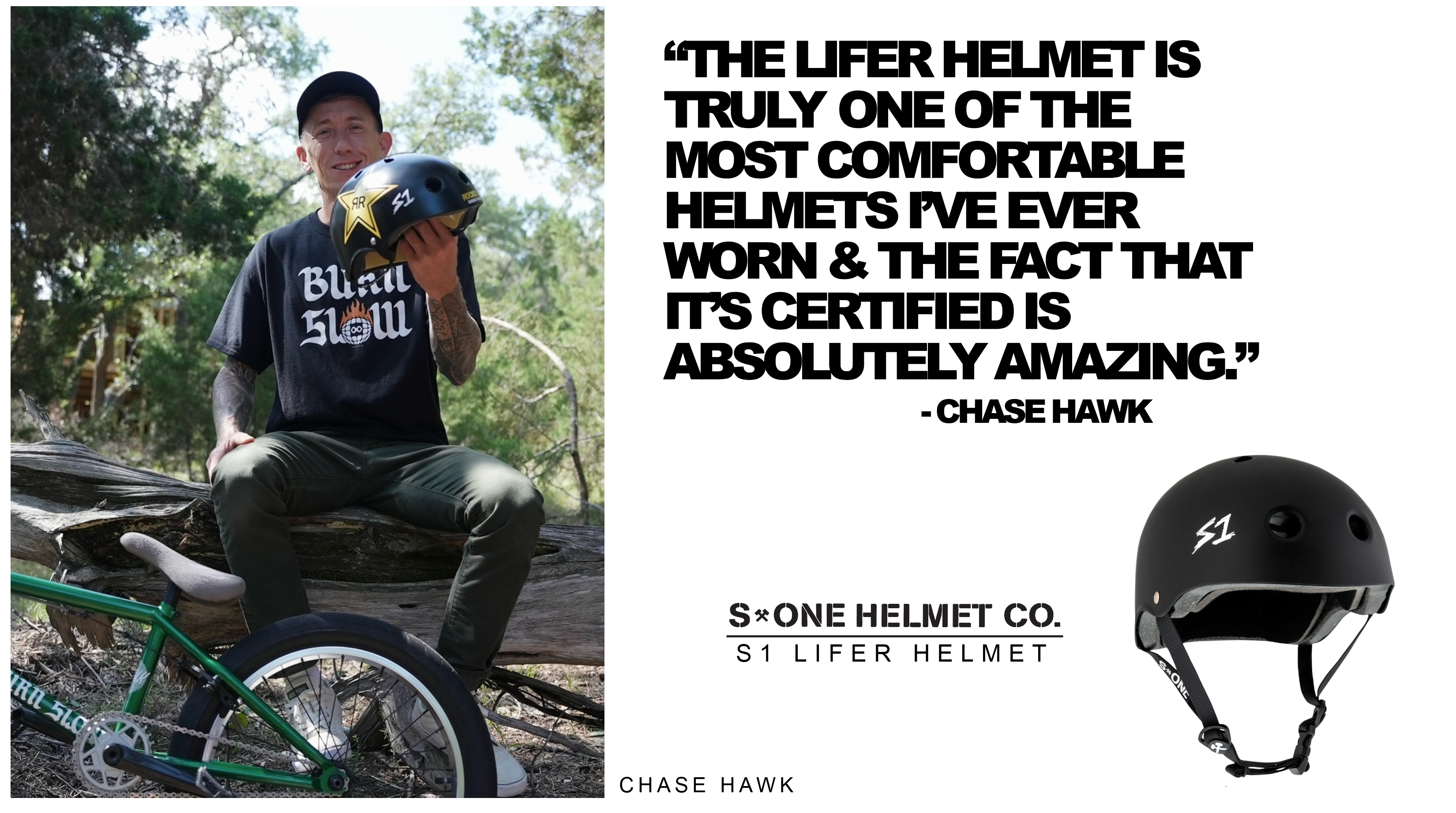 Chase Hawk rocks the S1 Lifer BMX Helmet