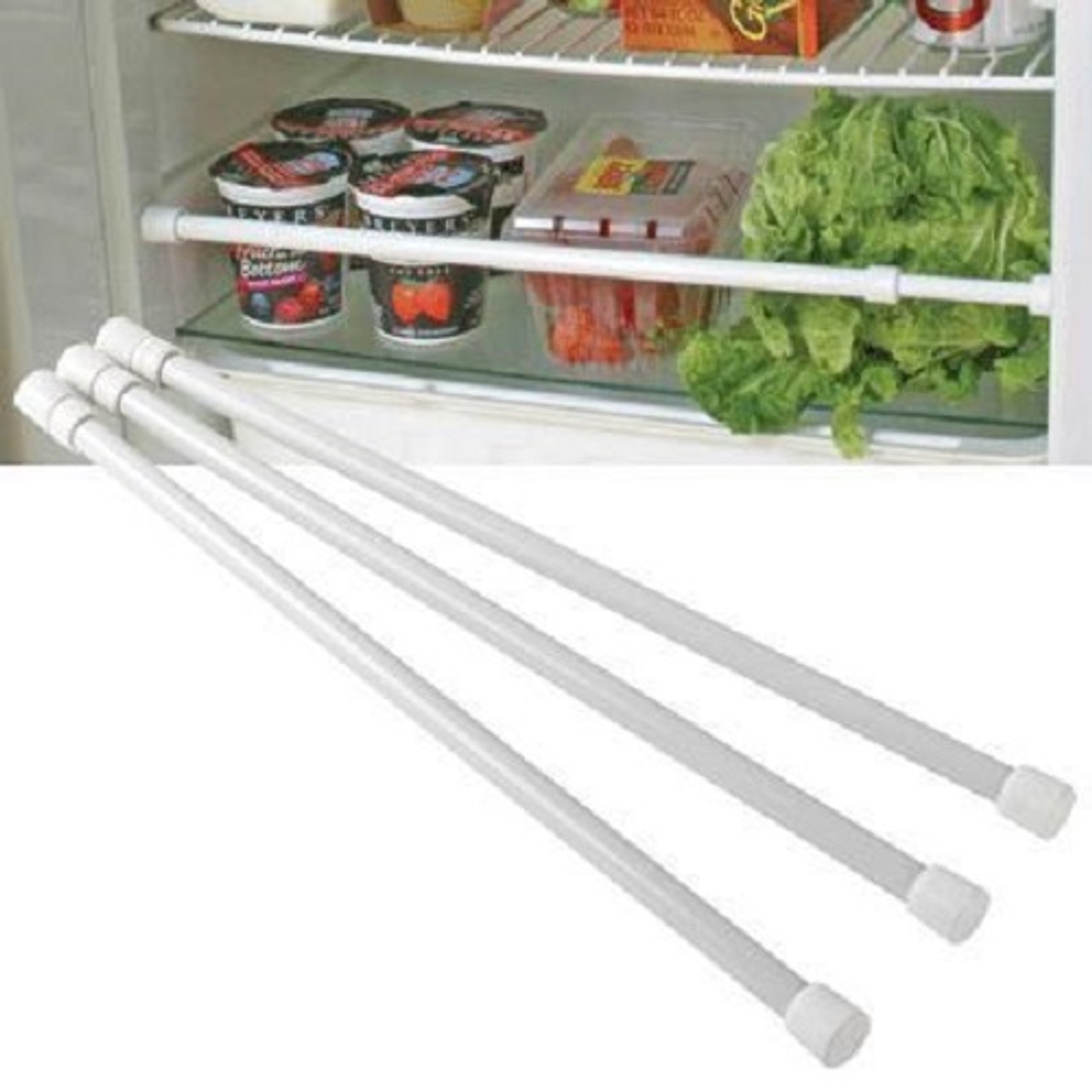 RV Refrigerator Bars in White (3-Pack) -(03-1011)  BARS SHOWN, EXAMPLE OF INSTALLATION IN FRIDGE