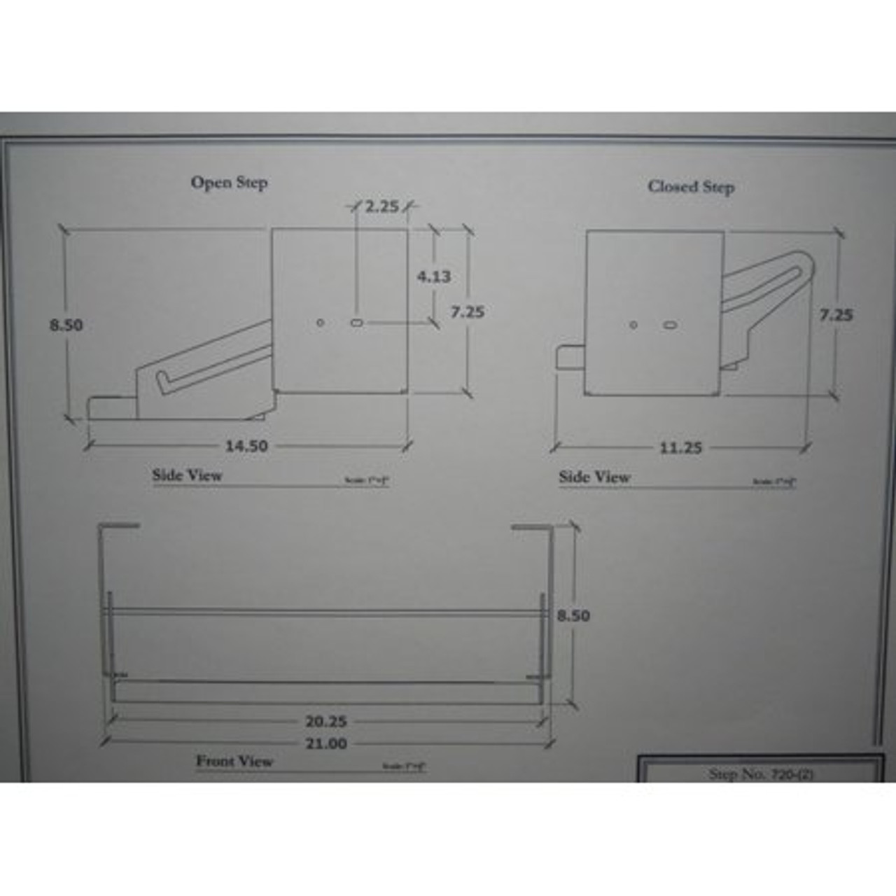 20" SINGLE TRAILER STEP - 7" DROP - (04-1000) DIMENSIONS 2