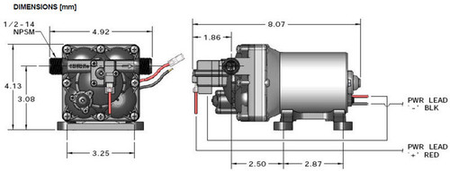 SHURFLO STANDARD WATER PUMP (10-1001) DIMENSIONS ILLUSTRATION  SHURFLO STANDARD WATER PUMP (10-1001) DIMENSIONS ILLUSTRATION