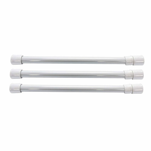 RV Fridge & Shelf Bars in White (3-Pack) 10"- 17" -(03-1012) FONT VIEW OF BARS