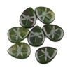 African Green Jasper 30x40mm Etched Dragonfly Through Drilled Teardrop Pendant - 1 per bag