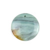 Single 40mm round pendant in multicolored natural gemstone amazonite, top drilled front to back, available from Cherry Tree Beads.