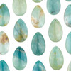 Assortment of 30x50mm teardrop pendants made from natural gemstone amazonite, flat back with front-to-back drilling, available at Cherry Tree Beads.