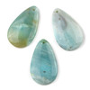 Three large amazonite teardrop pendants, 30x50mm in natural gemstone with flat backs and top drilled holes, from Cherry Tree Beads.