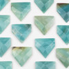 Cherry Tree Beads Amazonite 38x40mm Top Drilled Faceted Flag Pendant with a Flat Back - 1 per bag 
