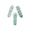 Three 8x40mm hexagonal double point pendants made from natural gemstone amazonite, offered individually by Cherry Tree Beads.