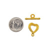 Cherry Tree Beads Gold Colored "Pewter" (zinc-based alloy) 13x16mm Heart Toggle with a 7x18mm bar - 6 per bag - basea0097g 