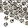 Silver "Pewter" (zinc-based alloy) 10mm Bali Style Round Beads - approx. 8 inch strand - basea0749s