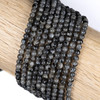 Cherry Tree Beads Black Labradorite/Larvikite 4mm Round Beads - 15 inch strand 