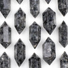 Cherry Tree Beads Black Labradorite/Larvikite 27x70mm Extra Large Hexagonal Double Terminated Point Pendant - 1 per bag 