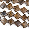 Bronzite 10mm Diagonal Drilled Square Beads - approx. 8 inch strand, Set A