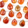 Carnelian 12x15mm Faceted Top Drilled Flat Teardrop Beads - approx. 8 inch strand, Set B