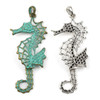 Cherry Tree Beads Pewter 39x95mm Seahorse Pendant with Dangle Tail - 1 per bag 